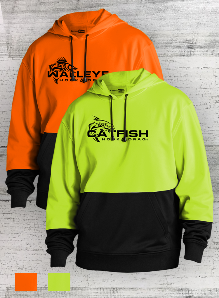 HD Fish - Sport Series - Enhanced Visibility Fleece Pull over Hoodie - Catfish Walleye Crappie Bass