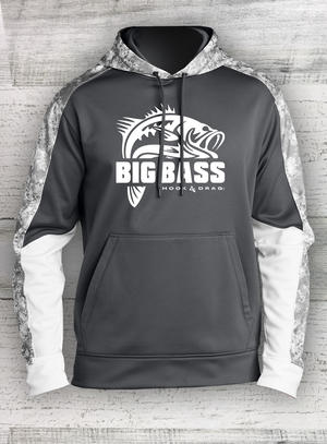 HD Fish - Modern Retro - Sport-Wick® Mineral Freeze Fleece Colorblock Hooded Pullover - Catfish Walleye Crappie and Bass