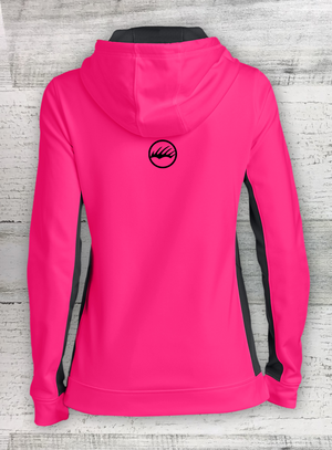 Catfish Tuff Sport Series Neon Pink/Black Ladies Sport-Wick® Fleece Colorblock Hooded Pullover