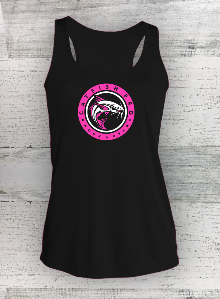HD FISH Pro - Ladies Competitor™ Racerback Tank - Black - Circle Series - Walleye Catfish Crappie Bass