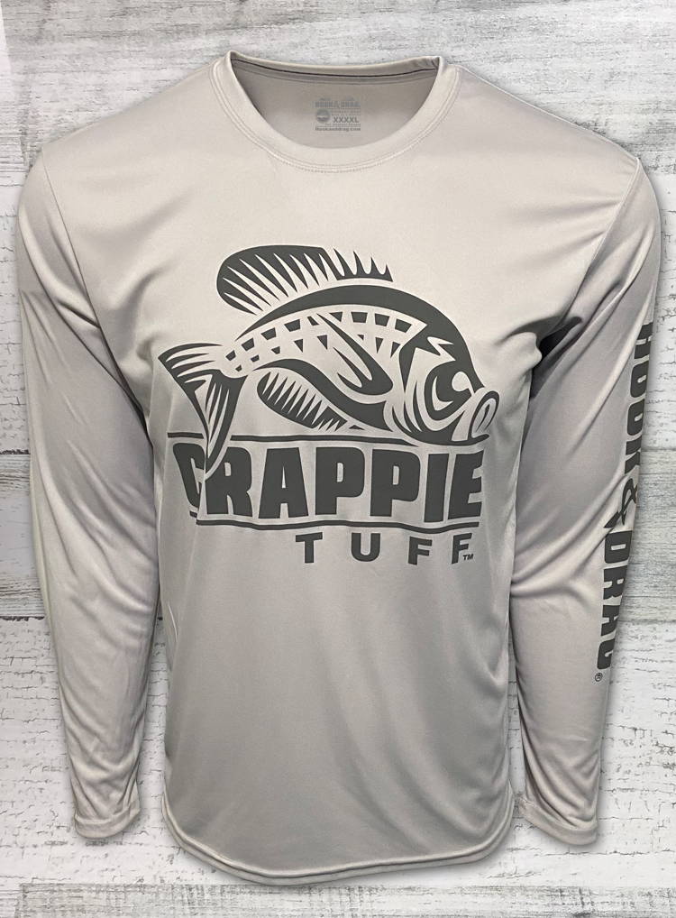 Crappie Tuff - Crappie Shirt - UV Performance Long Sleeve Tee Silver