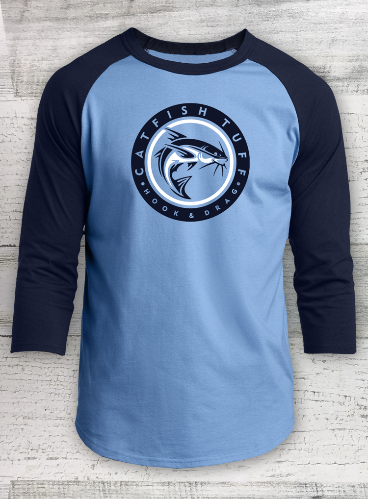 Catfish Tuff - Circle Series - 3/4 sleeve Colorblock Raglan Jersey - Catfish Shirt